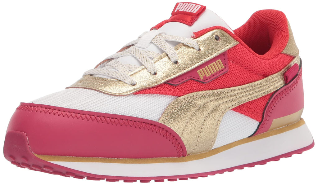 PUMA unisex child Future Rider Sneaker, Puma White-persian R, 4.5 Big Kid US