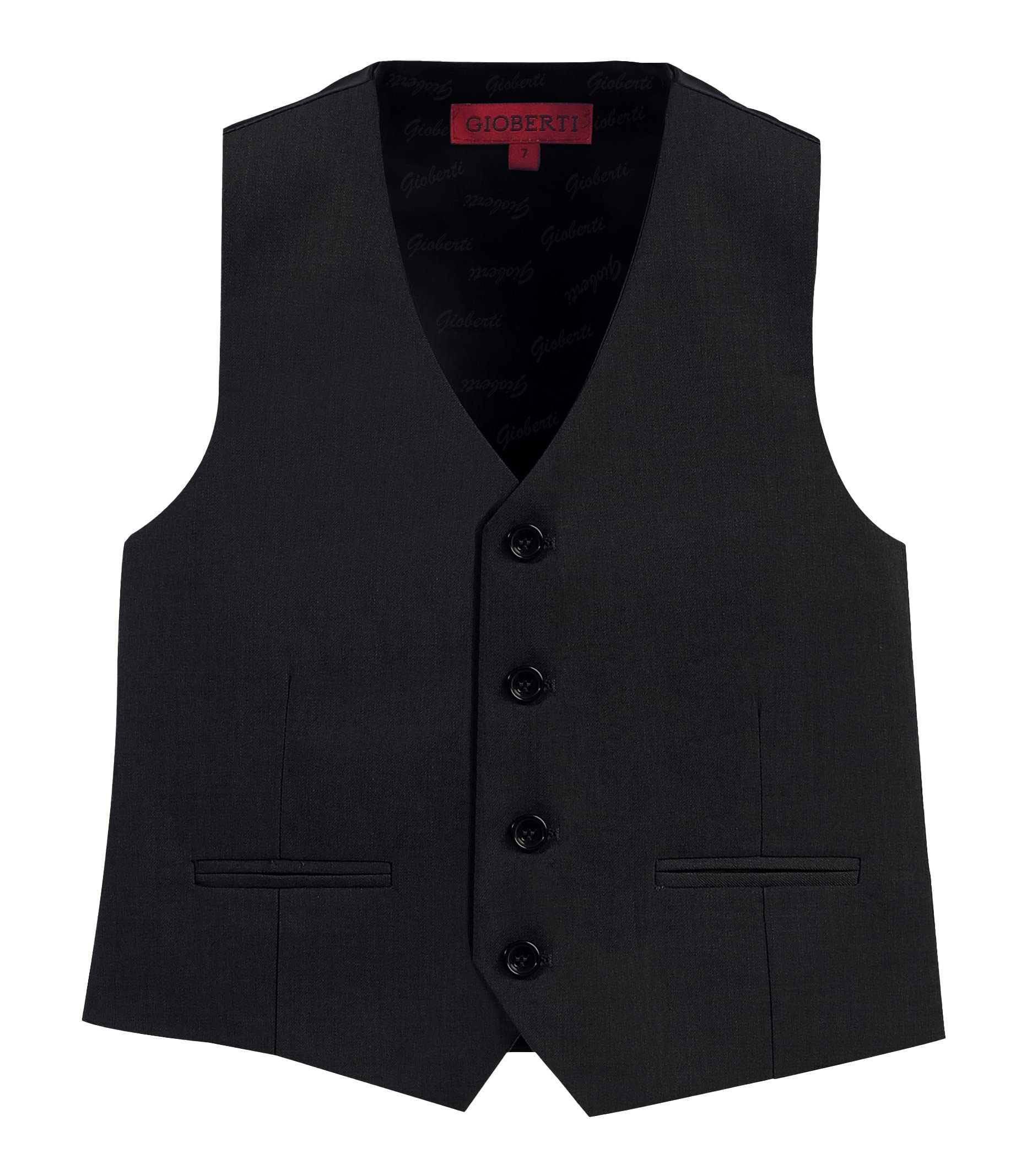 Gioberti Boy's 4 Button Formal Suit Vest, Black, Size 14