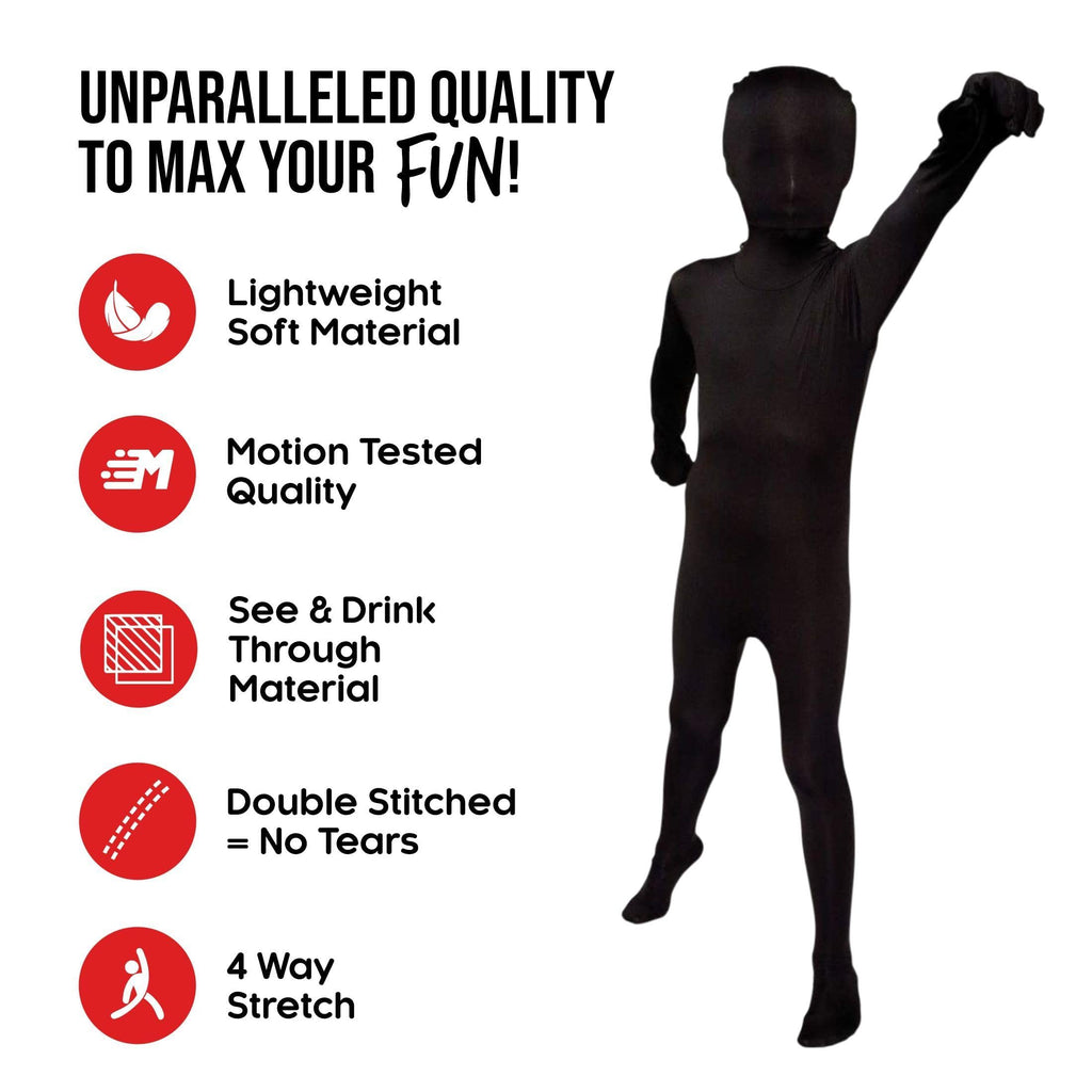 Morphsuits Kids Black Bodysuit Costume, Black Full Body Suit Halloween, All Black Costume Morph Suit Boys, Full Body Black Suit