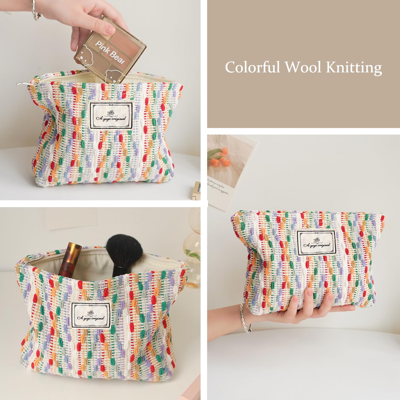 STARDW Cute Makeup Bag Aesthetic Cosmetic Bags for Women Girls, Travel Toiletry Bag Large Capacity Zipper Makeup Pouch, Purse
