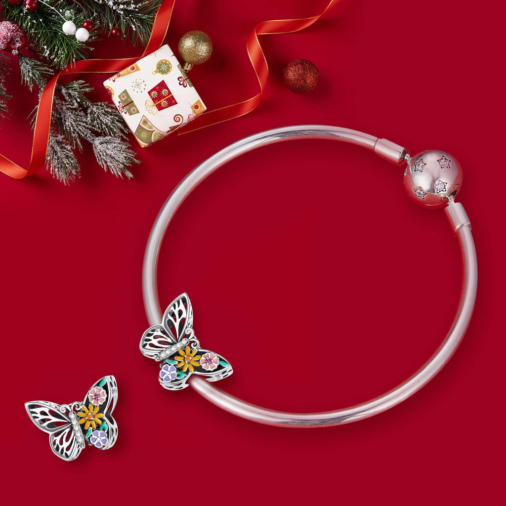 VOROCO Butterfly Charm for Bracelet 925 Sterling Silver Animal Series Bead Charm for Bracelet Necklace Christmas Jewelry Gifts f