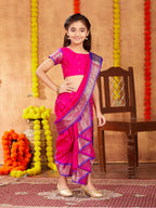 Aarika Girls Ethnic Wear Rani Colour Mastani Silk Saree (3-9 Years)