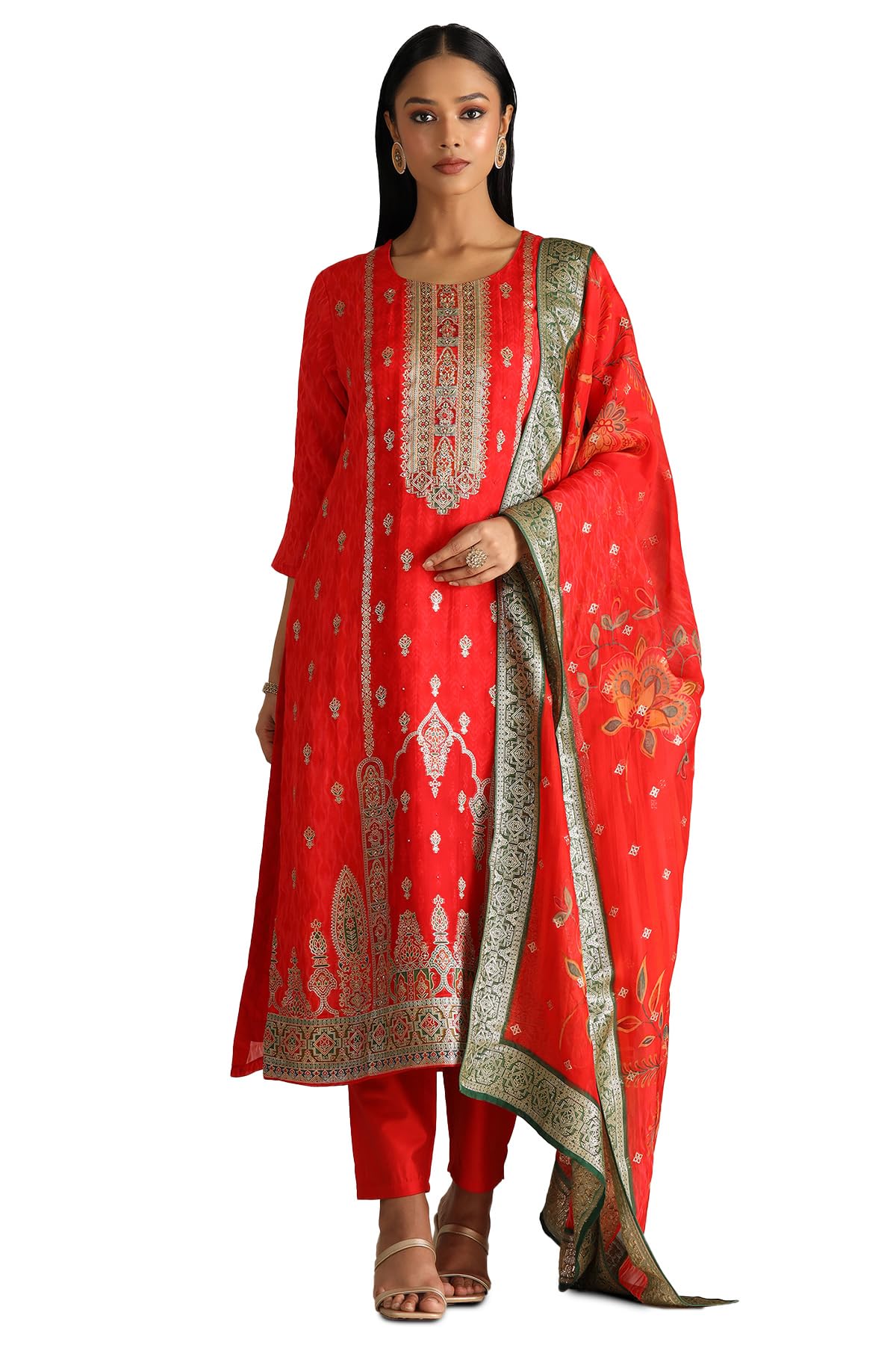 Soch Women Ethnic Motif Suit Set with Beads and Stones