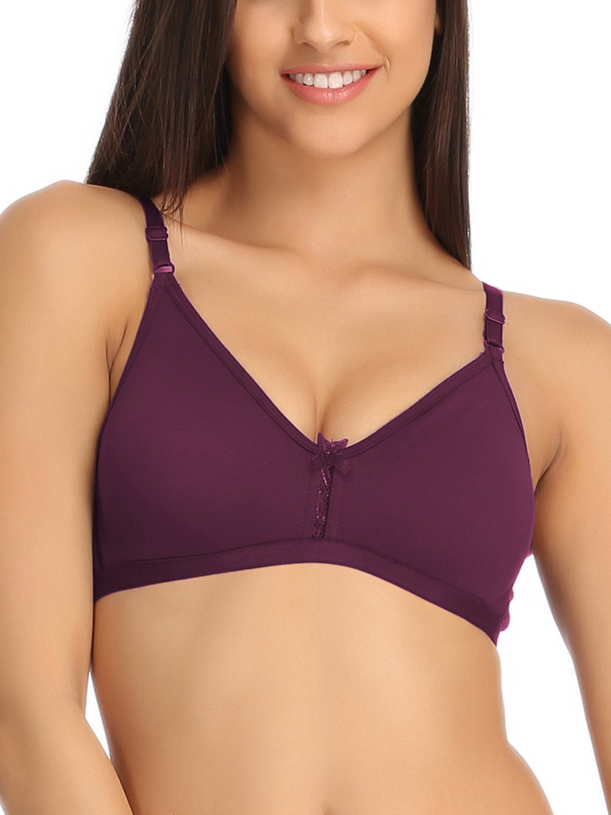 Clovia Womens Cotton Full Cup T-Shirt Bra (Br0638P12_Purple_36B)