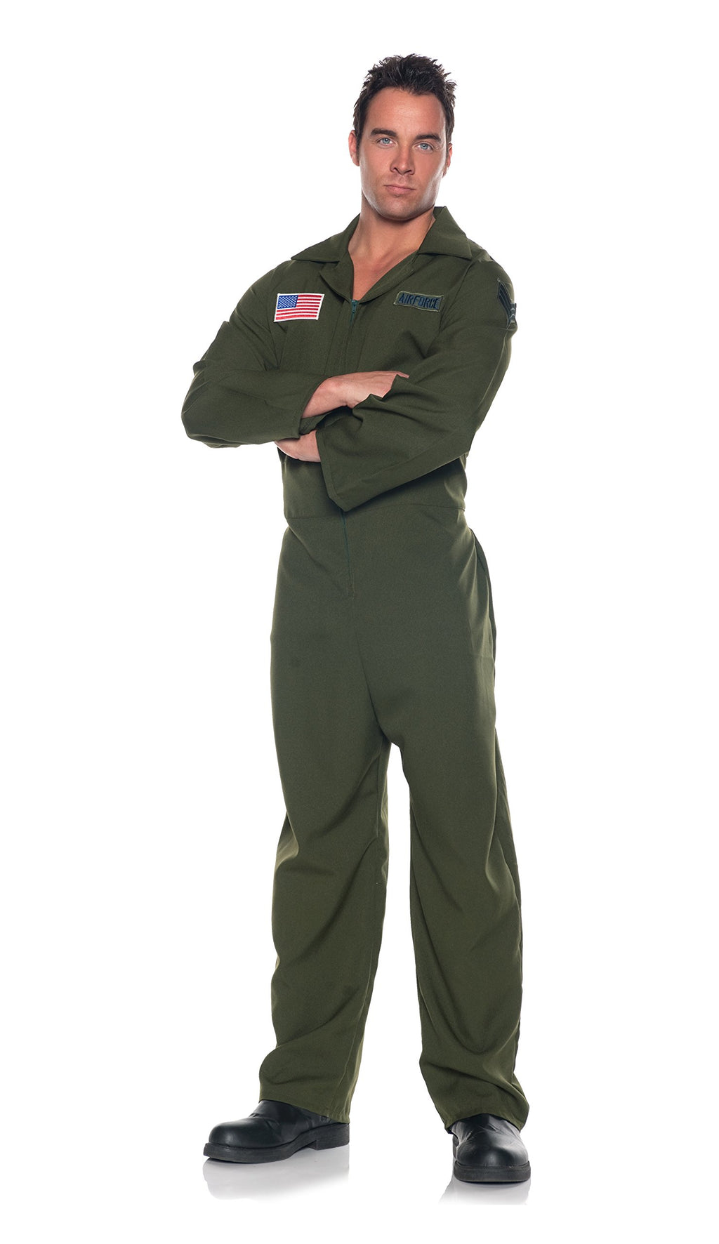 Men's Air Force Costume - Jumpsuit, Dark Green, One Size