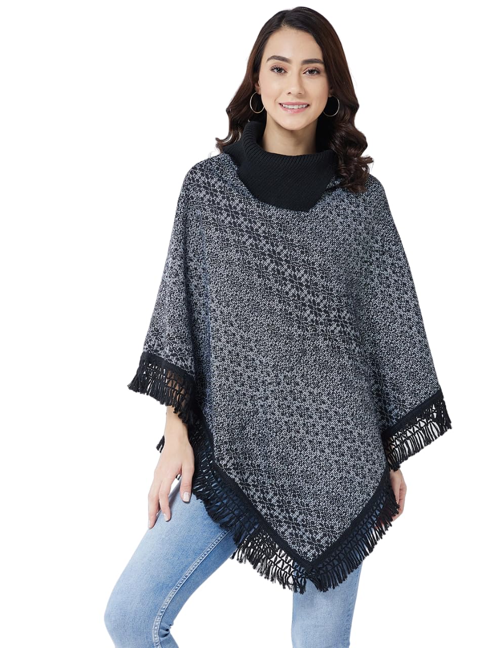 Pivl Wool Blend Poncho-Mix Grey
