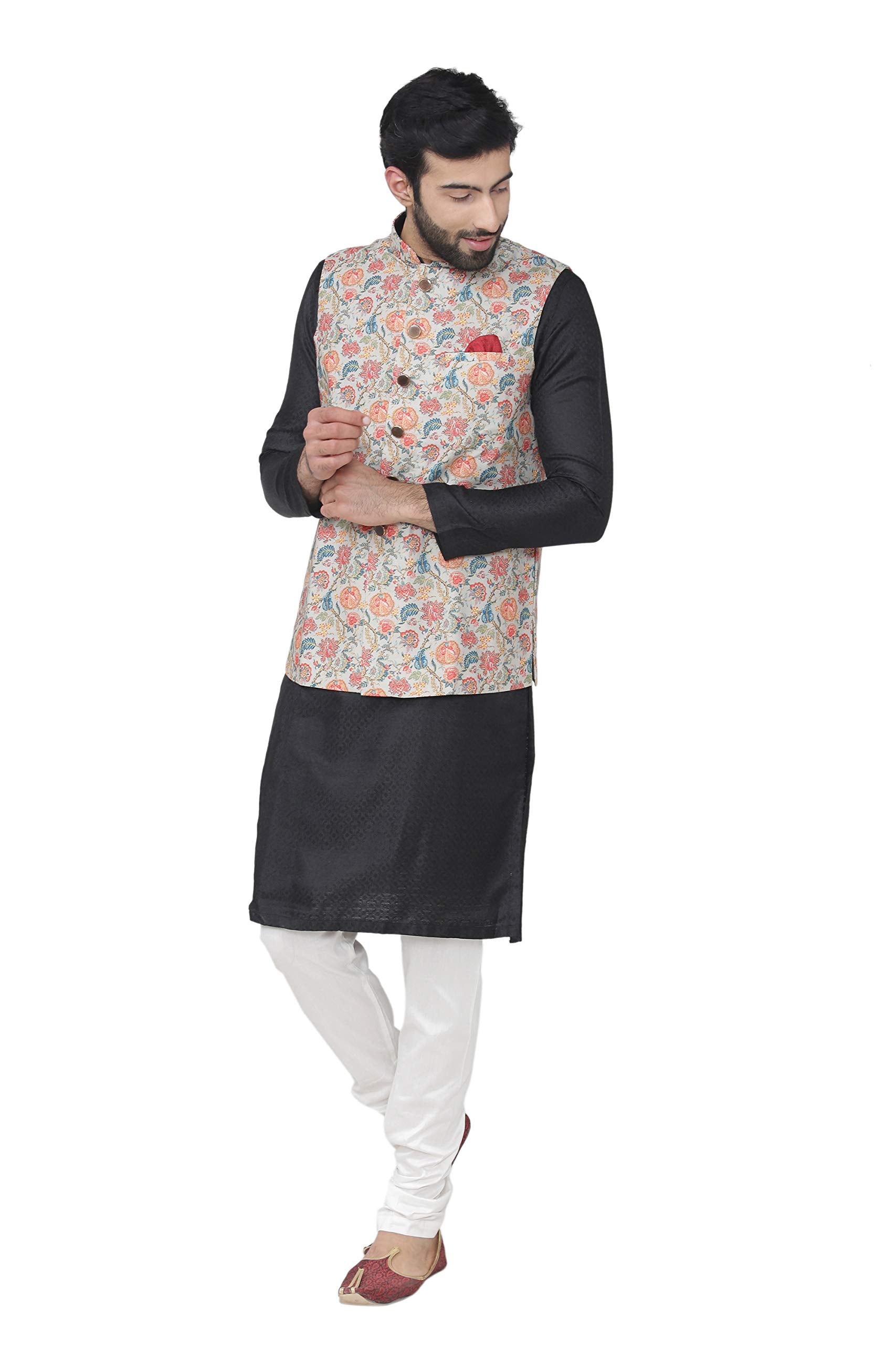 Manyavar MenS Silk Blend Other Kurta (Jast103_Maroon_Xl)