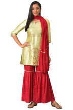 Aurelia Green Floral Printed Foil Sequin Kurta Dupatta Bottomwear