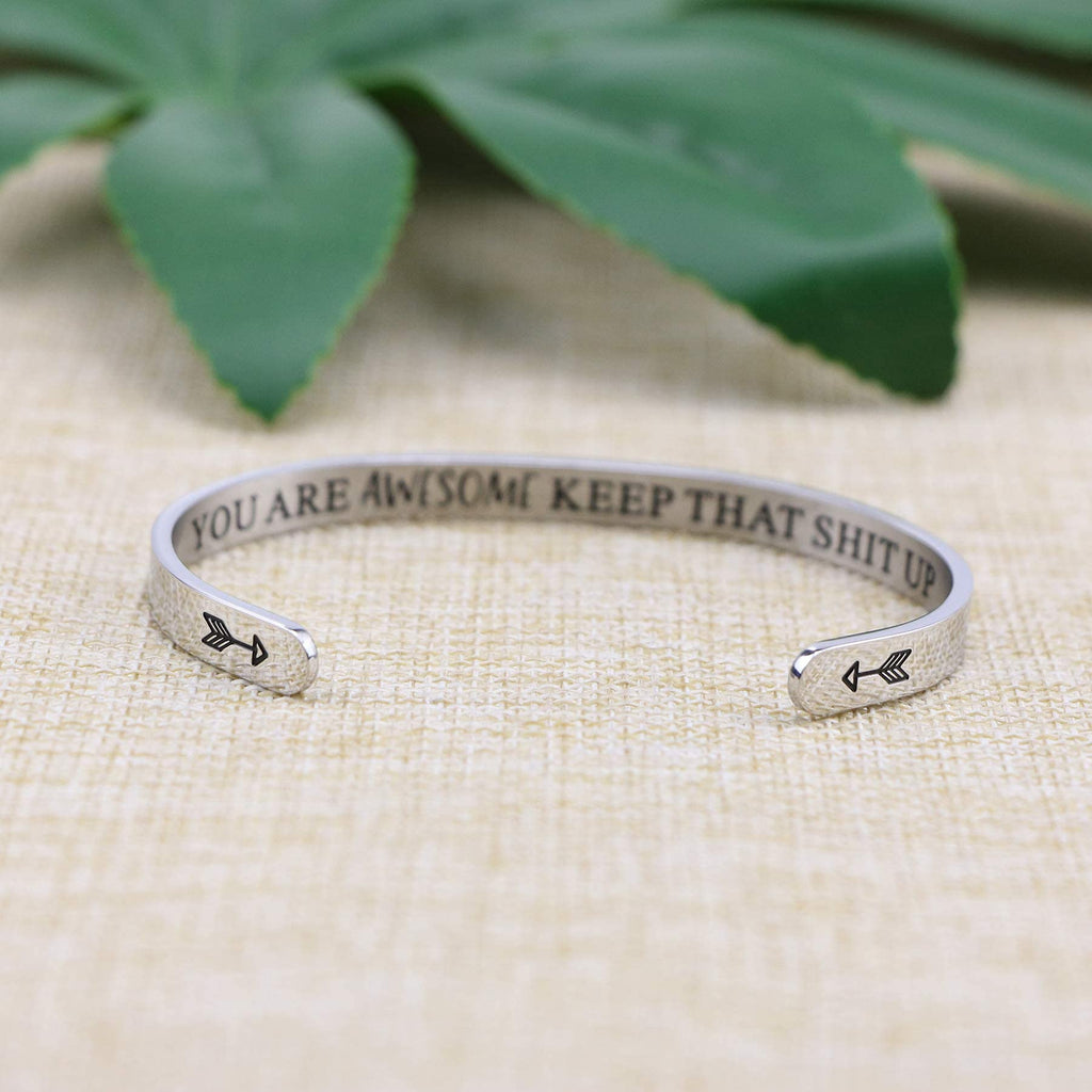Unique Gifts for Women Funny Inspirational Motivational Encouragement Empowerment Bracelets Mantra Cuff Bangle Birthday Christma