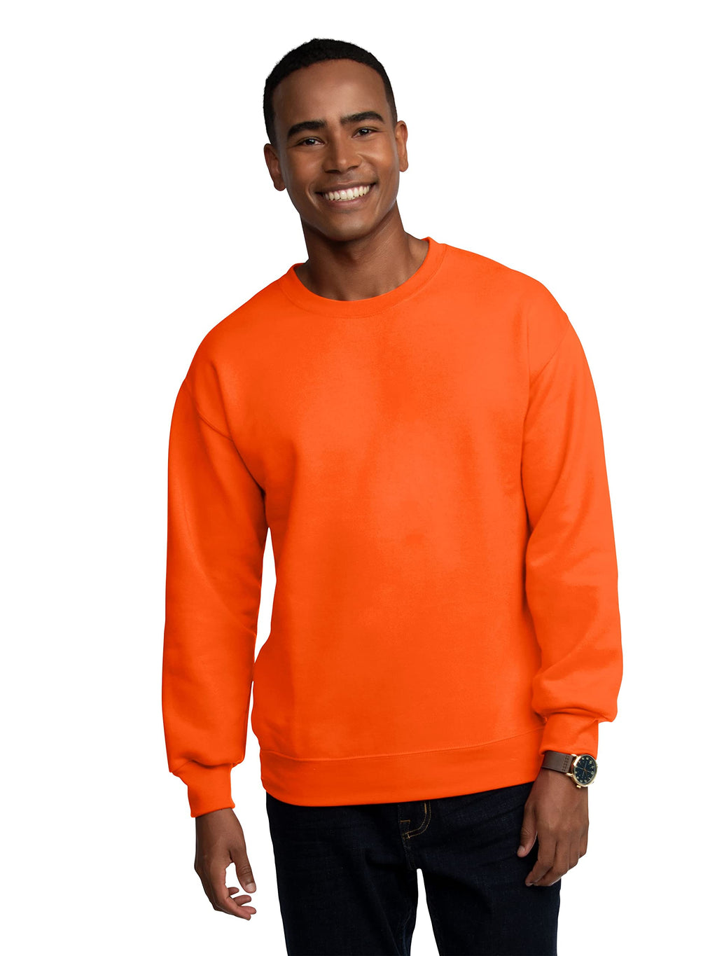 Fruit of the Loom Men's Moisture Wicking Eversoft Fleece Sweatshirt, Safety Orange, 3X-Large