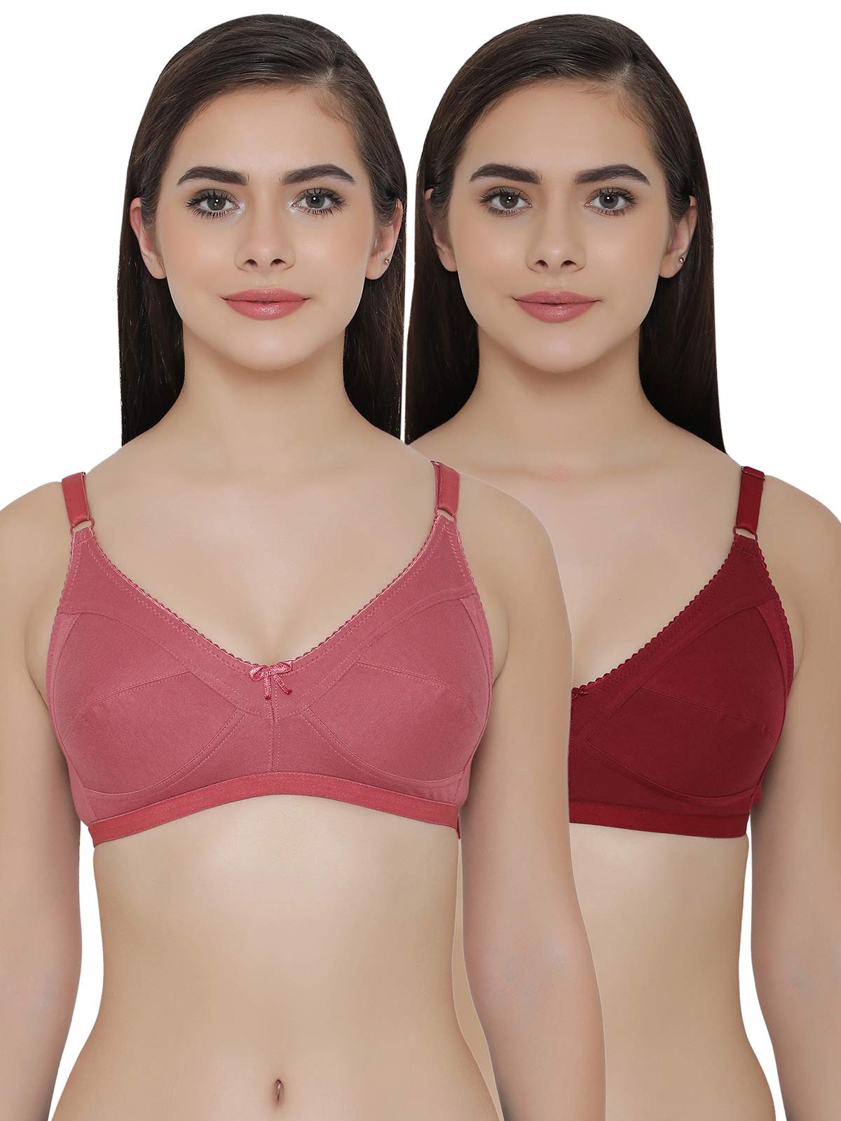 Clovia Womens Pack of 2 Full Coverage Non Padded Wirefree Full Cup Bra (COMBRC078_Multi-Coloured_34B)