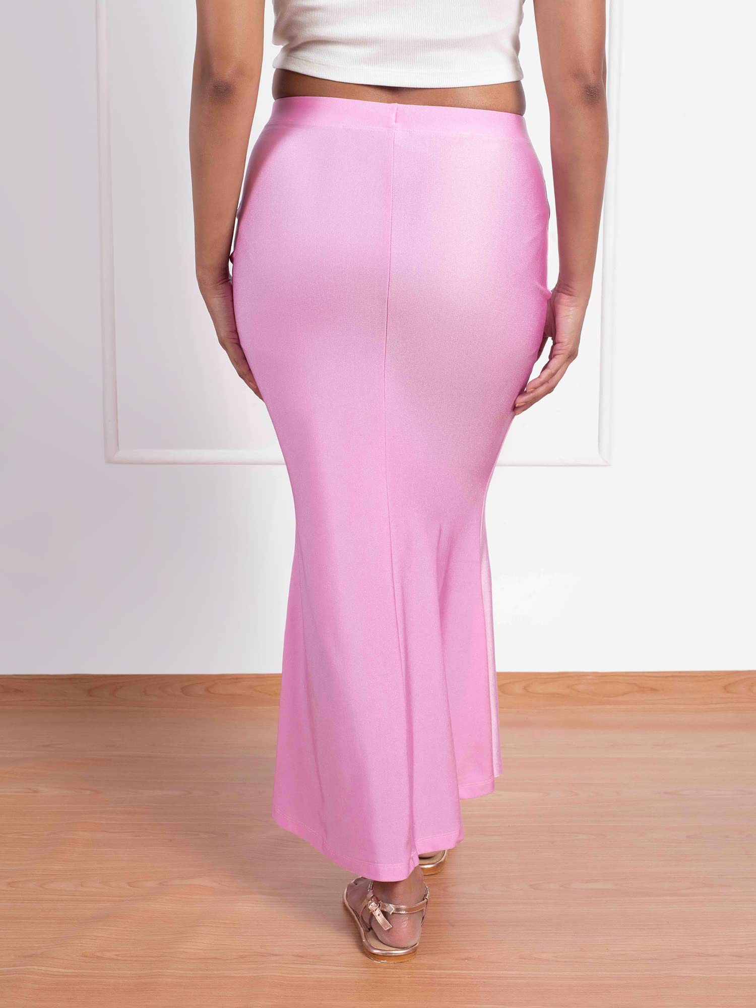 NYKD Everyday Saree Petticoat for Women - Shapewear with Drawstring, Side Slit, Mermaid Cut - Saree Shapewear, NYOE01, Onion Pin