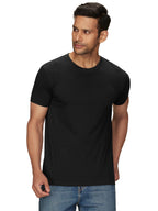 XYXX Mens Solid Regular Fit T-Shirt (XY_CR15_Tshirt_2_Pine Green+Pitch Black