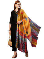 ANNI DESIGNER Womens Cotton Blend Embroidered Straight Kurta with Pant & Dupatta (Fronx Black-JL_XXL_Black_XX-Large)