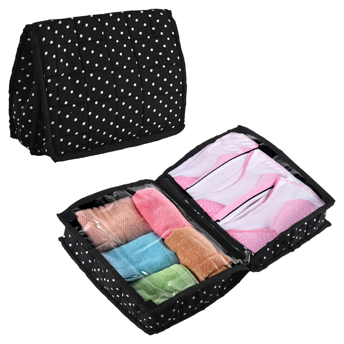 Kuber Industries Pack Of 2 Travel Kit For Toiletries | Polka Dots Bathroom Toiletry Organiser & Vanity Storage Bag/Pouch For Wom 2