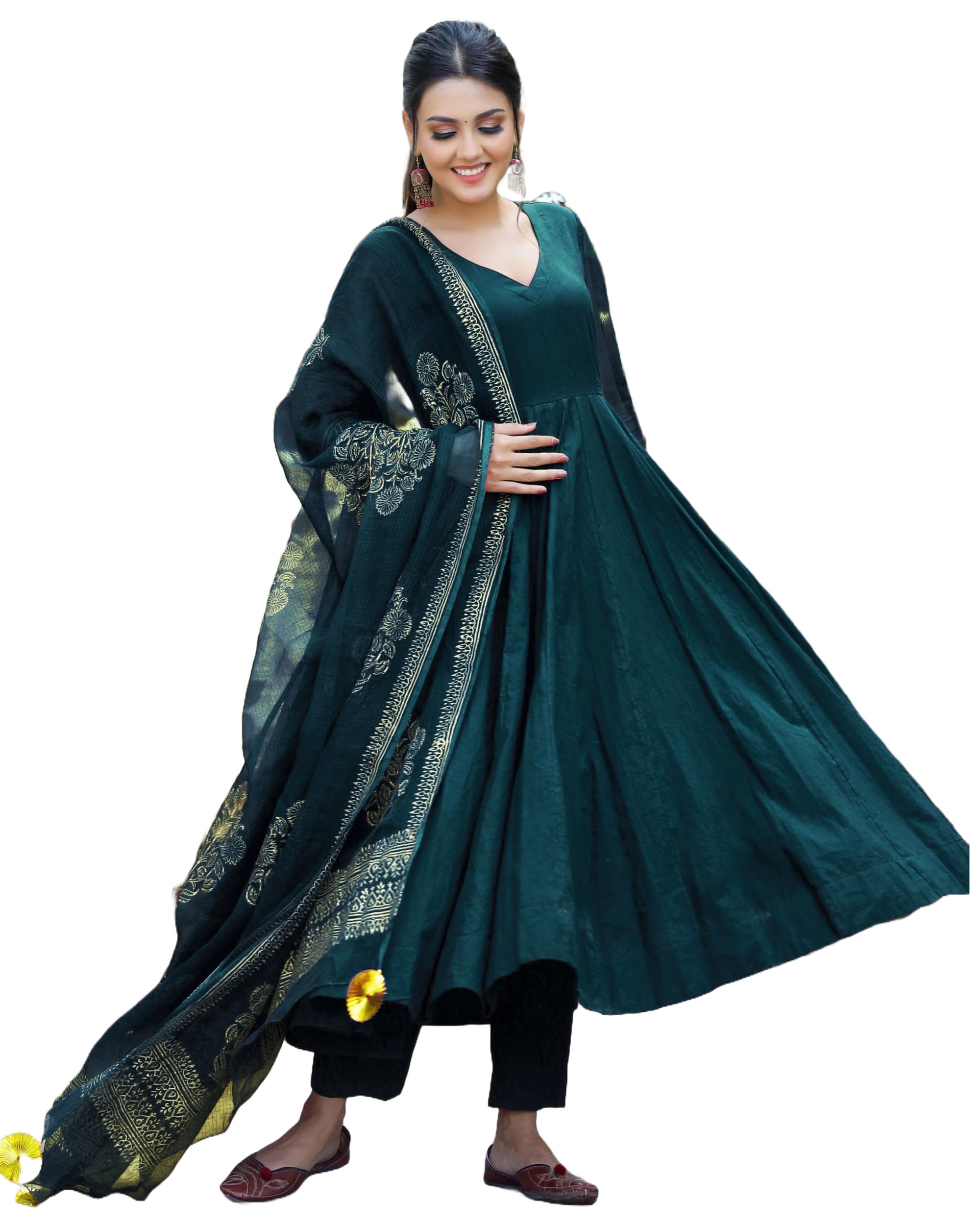 ANNI DESIGNER Womens Rayon Blend Solid Anarkali Kurta with Pant & Dupatta (Magic-KEROSIN_5XL_Dark Blue_XXXXX-Large)