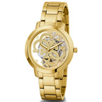 GUESS Ladies Trend Clear 36mm Watch - Glitz Dial with Gold-Tone Stainless Steel Case & Bracelet