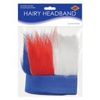 Beistle Patriotic Hairy Headband, Red/White/Blue Hat & Fun Costume Accessory, USA Headdress & Hairy Sweatband for 4th of July &