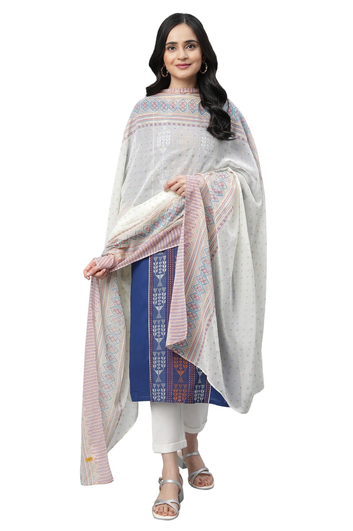 Aurelia White Floral Printed Georgette Dupatta (Size: Freesize)-23Fea80002-506892
