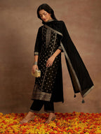 Libas WomenS Silk Blend Kurta Sets (48030_Black