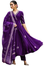 ANNI DESIGNER Anarkali Women s Rayon Blend Kurta with Trousers and Dupatta, Begani, Medium