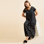 Sweet Dreams Women Printed Half Sleeves Maxi Nightgown
