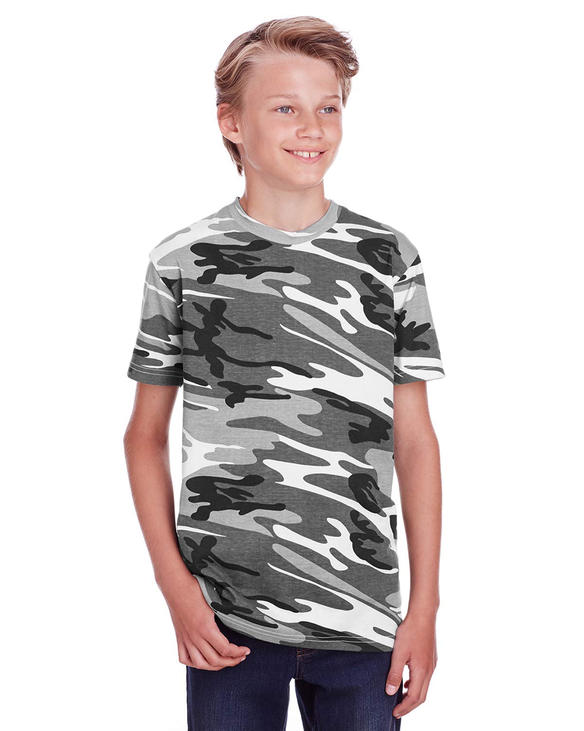 Youth camo T-Shirt - BLUE WOODLAND - XS(D0102H7MYW8)