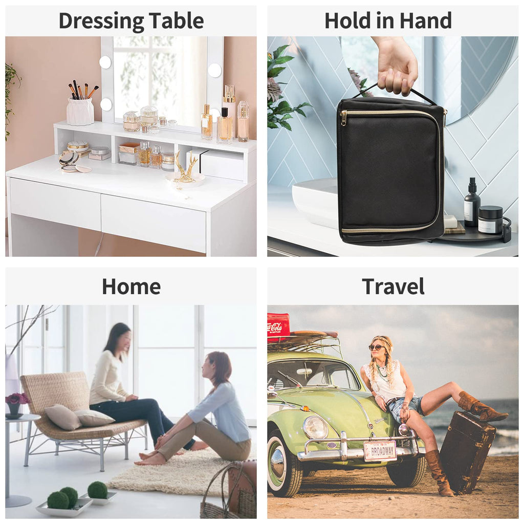 CUBETASTIC Travel Makeup Bag - Large Makeup Pouch Waterproof & Portable Cosmetic Organizer Bag PU Leather Zipper Pouches for Wom