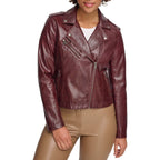 Levi's Women's The Classic Faux Leather Moto Jacket (Regular & Plus Size), Oxblood Gloss Pu, Small