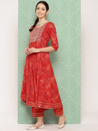 Libas WomenS Silk Blend Kurta Sets (34657_Orange