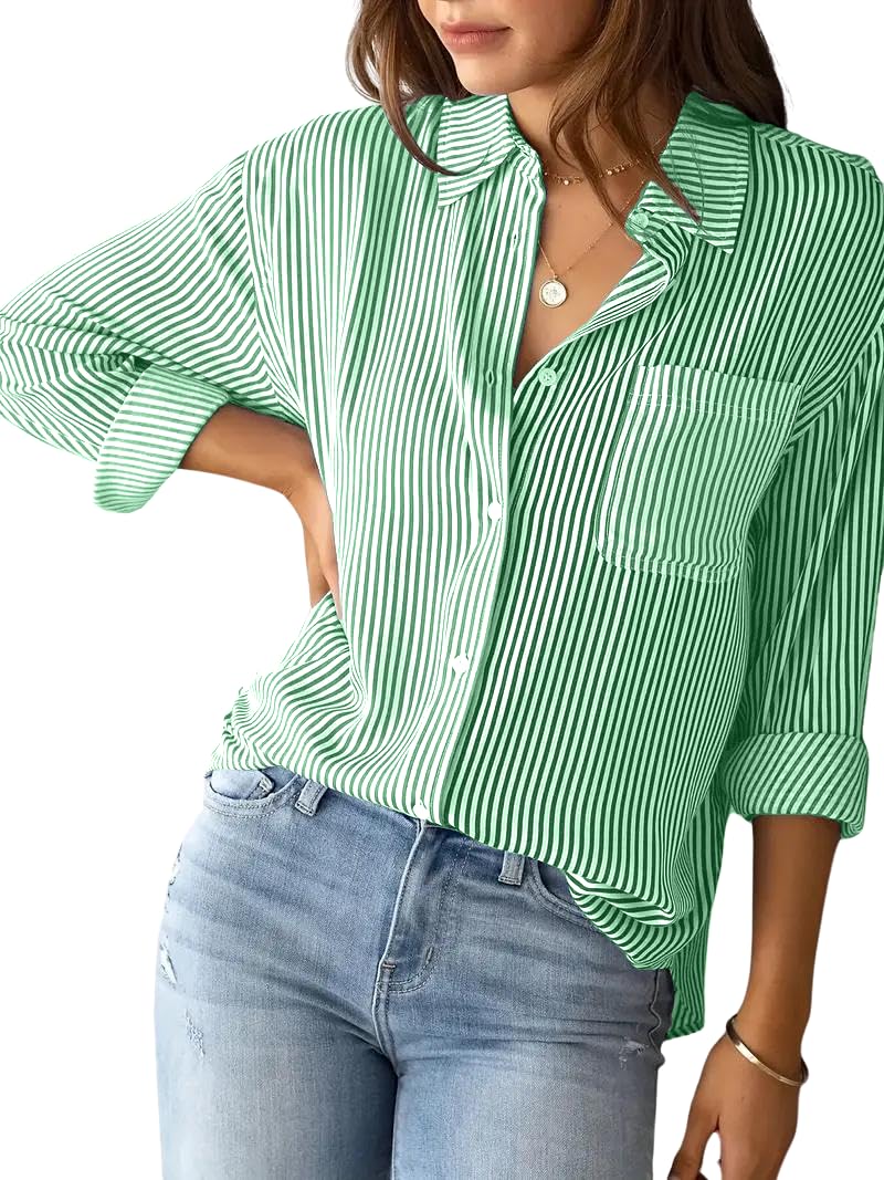 Indoprimo Striped Shirt For Women Full Sleeve Stylish Oversize Fit Shirt