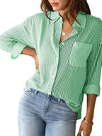 Indoprimo Striped Shirt For Women Full Sleeve Stylish Oversize Fit Shirt