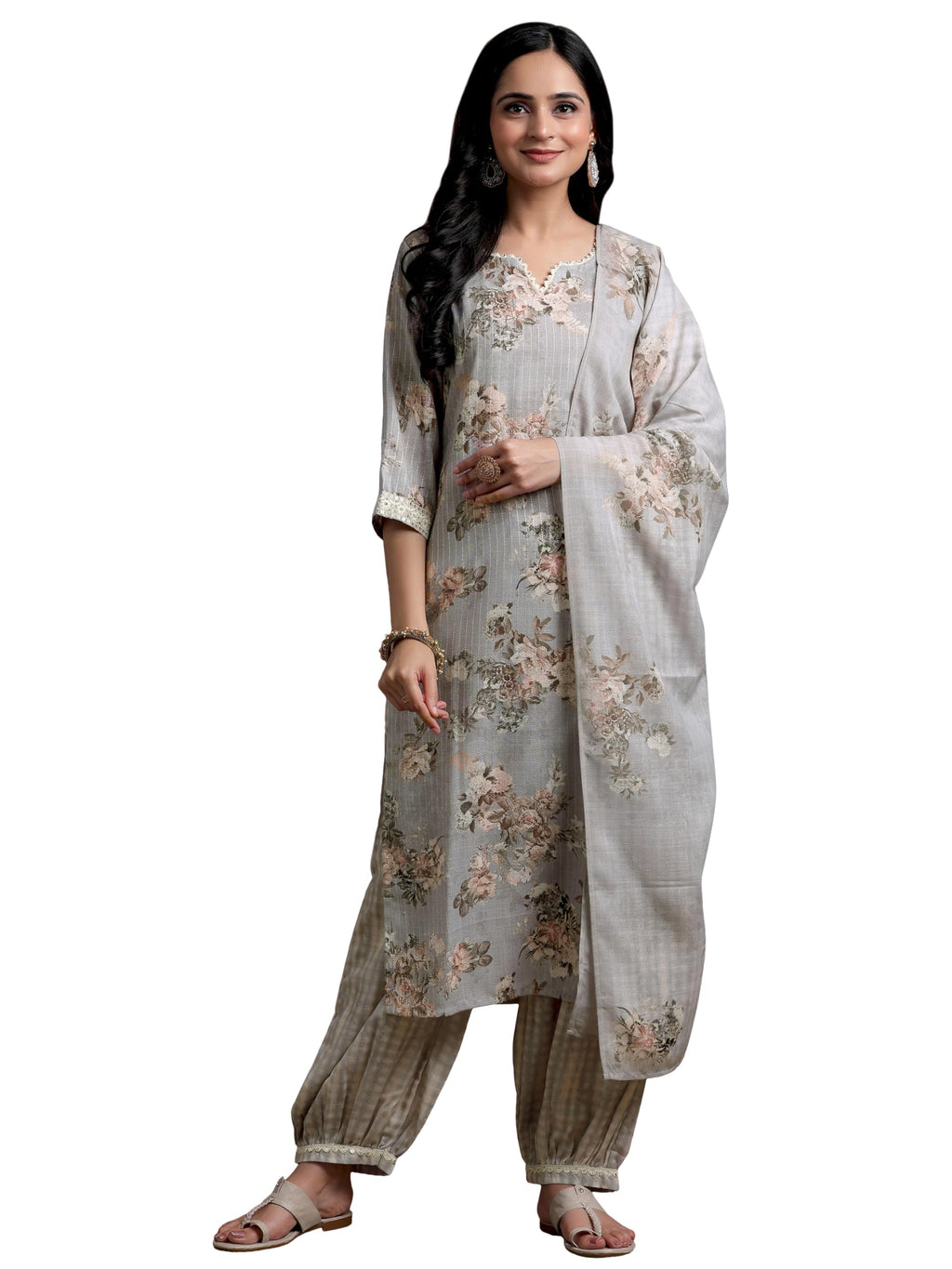 Libas WomenS Cotton Kurta Set (35359_Grey