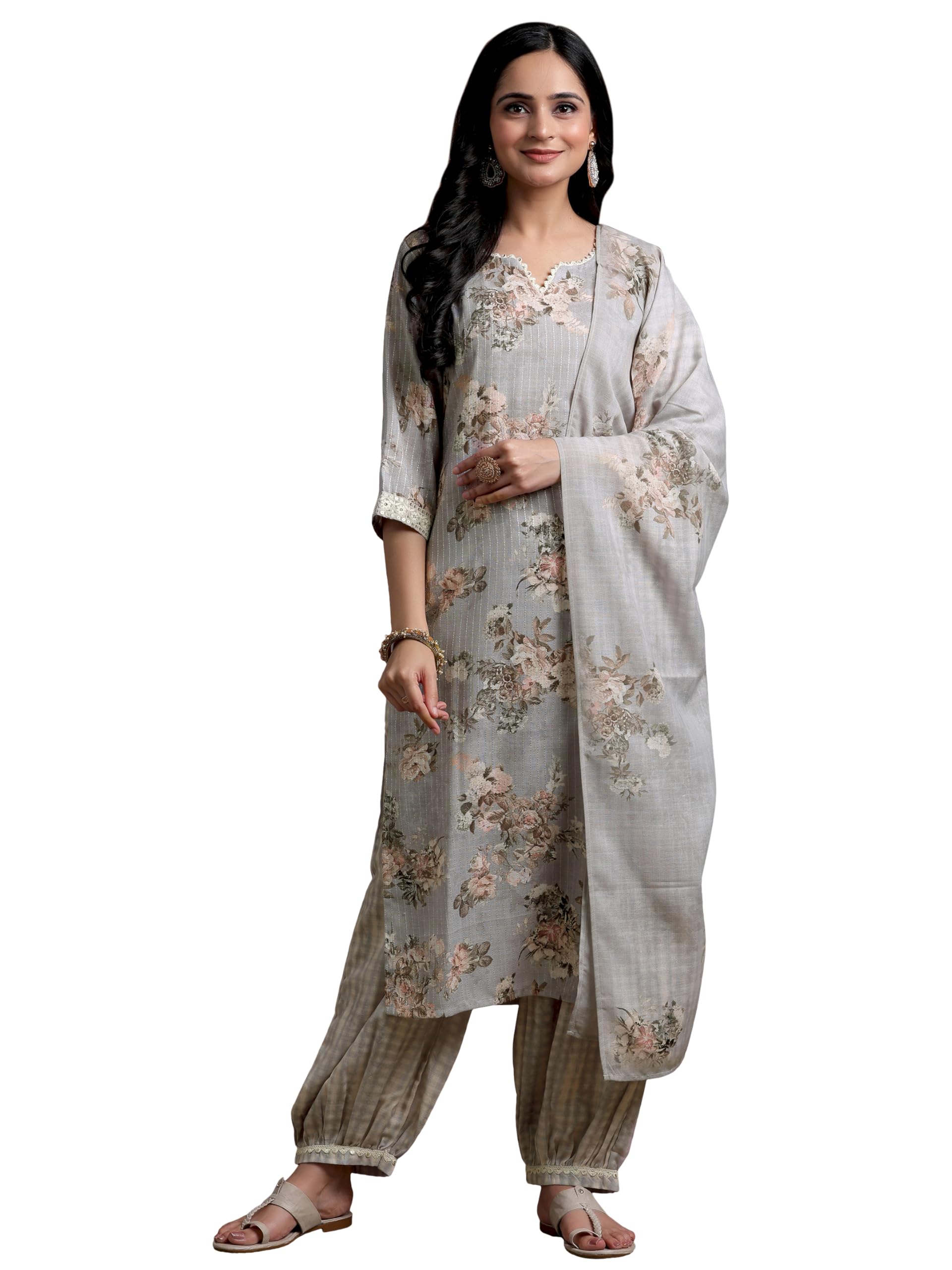 Libas WomenS Cotton Kurta Set (35359_Grey