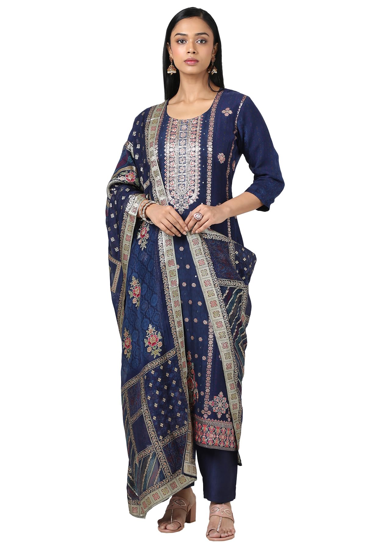 Soch Women Brocade Ethnic Motifs Suit Set with Cutdana