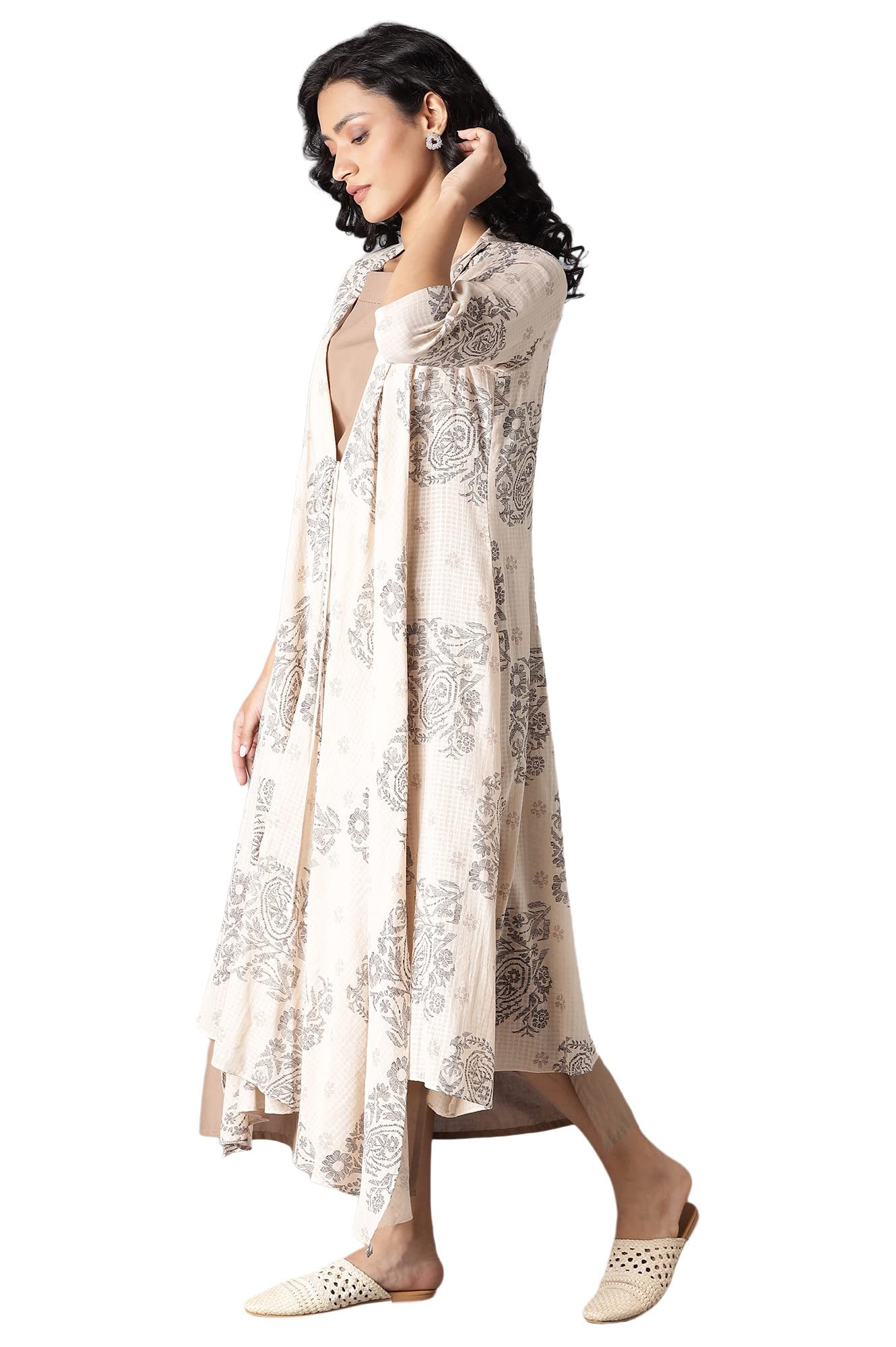 W For Woman Womens Cotton Jacket & Kurta Set_22Few17406-117995, White, X_Small