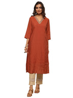 Libas Embellished Chanderi Cotton Straight Kurta for Women (29960M)