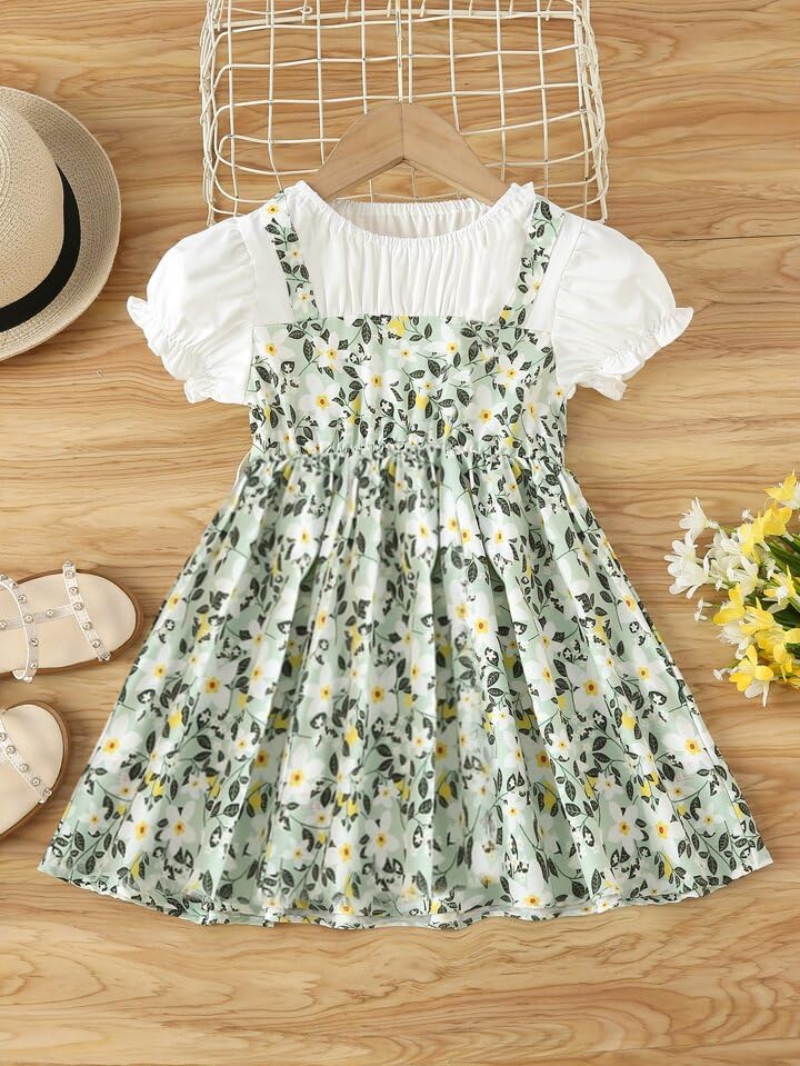 TAGAS Baby Girls Rayon A-Line Knee-Length Dress | Girls Dress Green