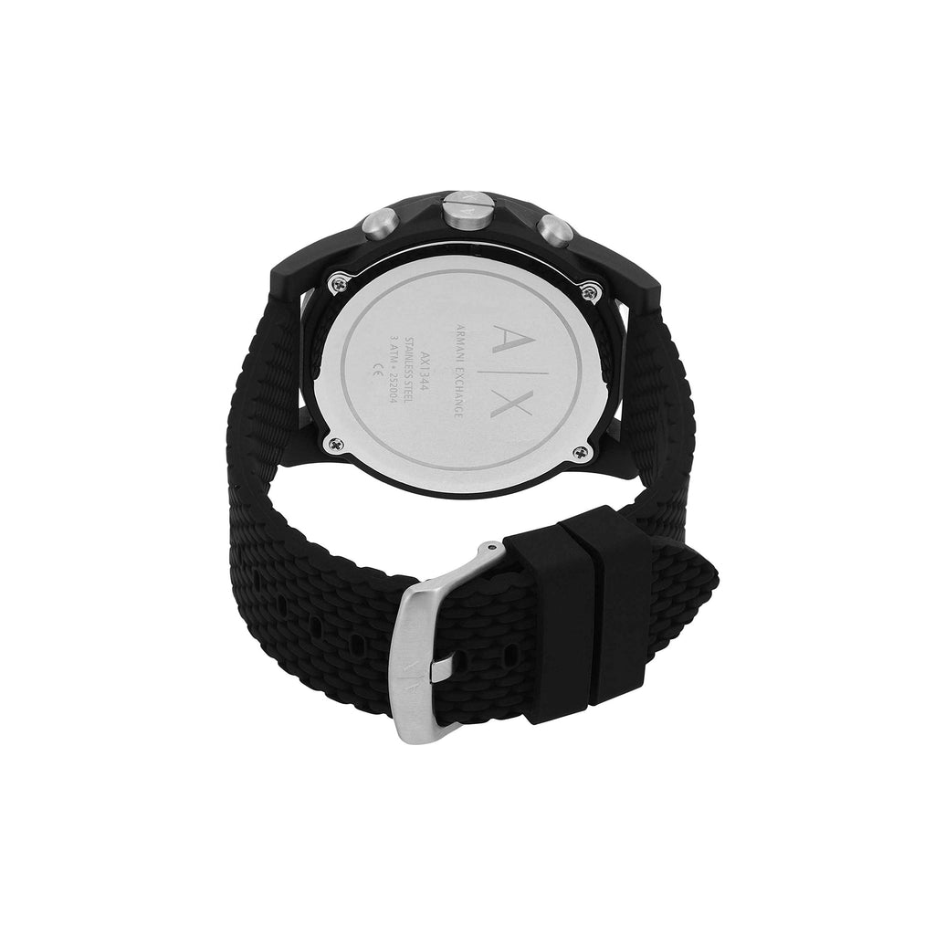 A|X Armani Exchange Men's Chronograph Black Silicone Watch (Model: AX1344)