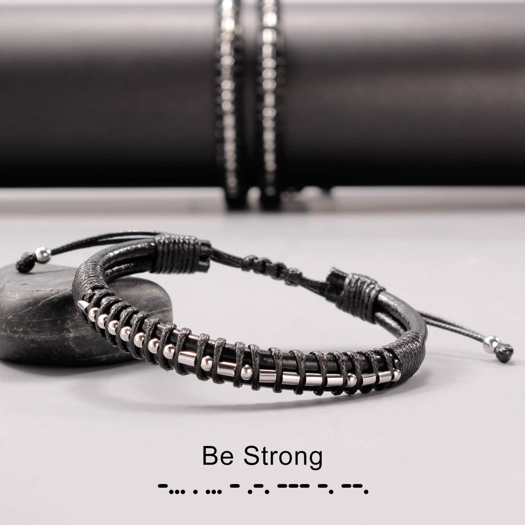 Inspirational Bracelets for Men Morse Code Bracelet Mens Gifts for Birthday Uplifting Jewelry for Boyfriend Christmas Gifts for