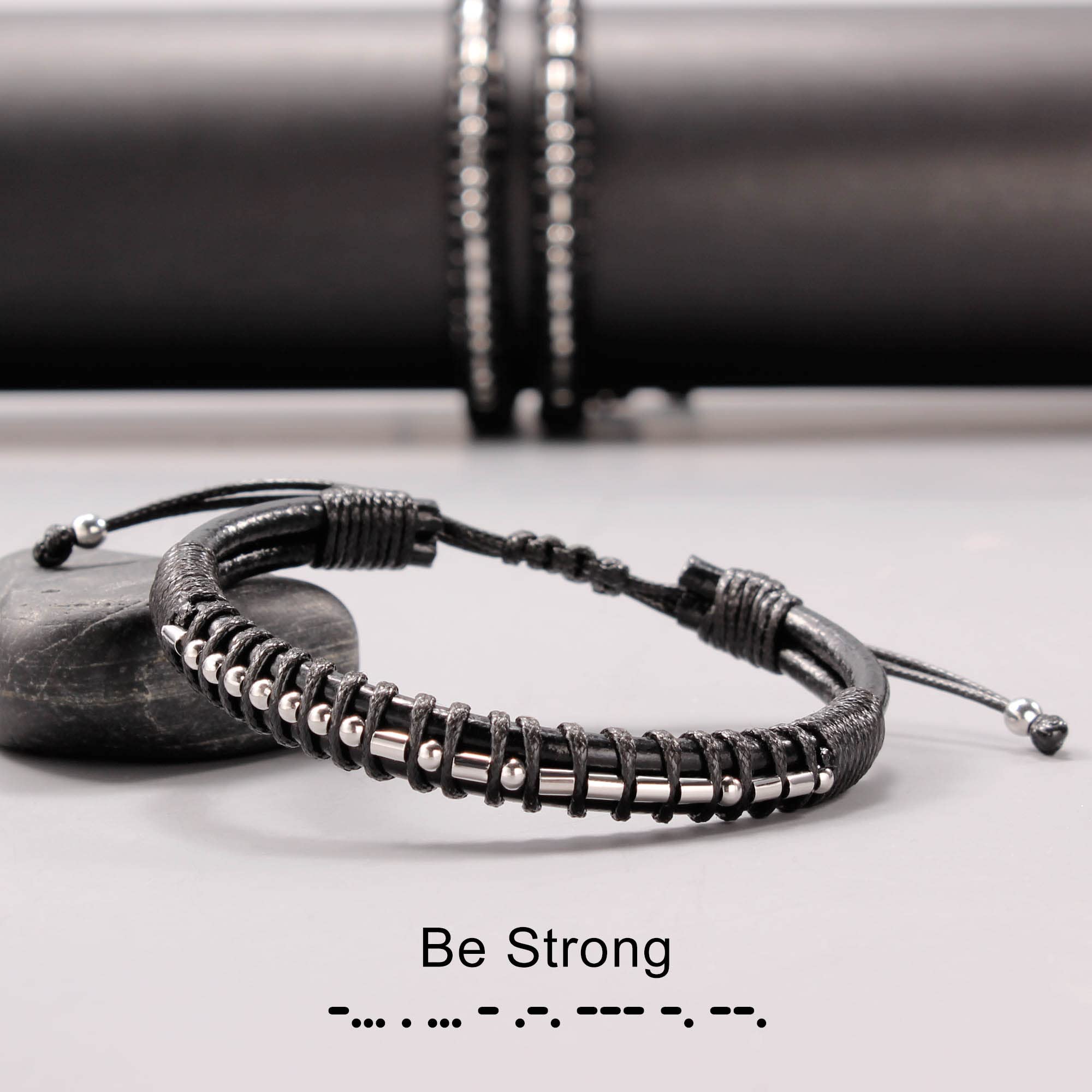 Inspirational Bracelets for Men Morse Code Bracelet Mens Gifts for Birthday Uplifting Jewelry for Boyfriend Christmas Gifts for