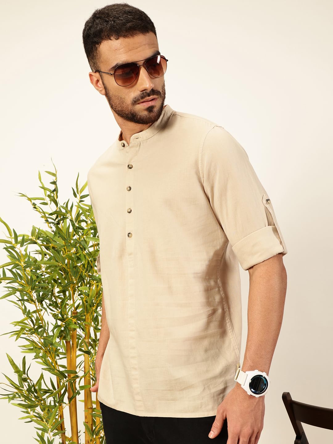 Thomas Scott Mens Linen Solid Kurta Shirt (Ts1529)