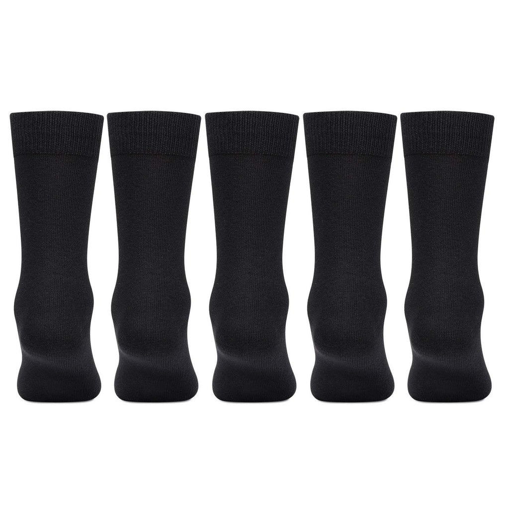 Bonjour Kids Cotton Full Length Plain Black Color School Socks For Boys & Girls - Pack Of 5