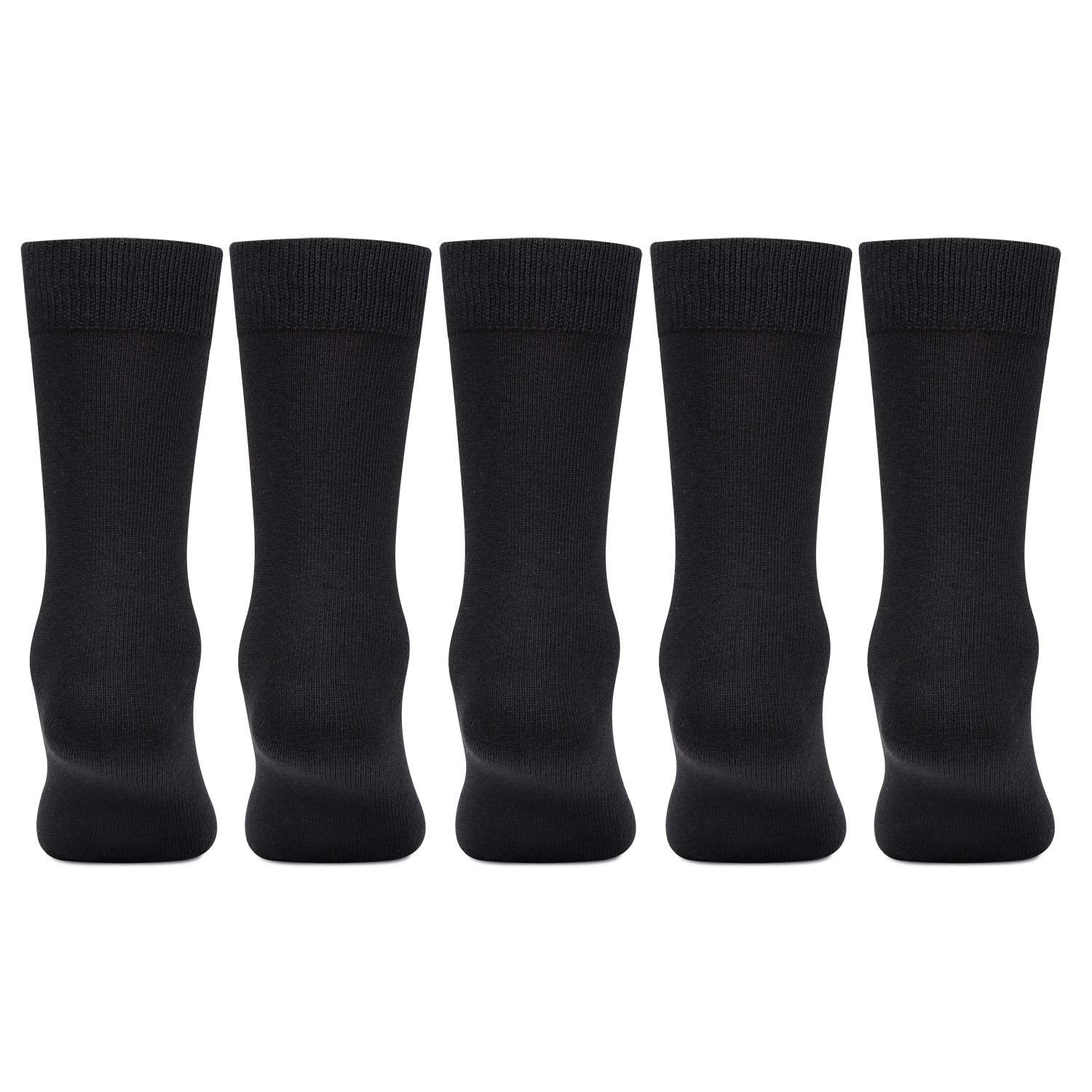 Bonjour Kids Cotton Full Length Plain Black Color School Socks For Boys & Girls - Pack Of 5
