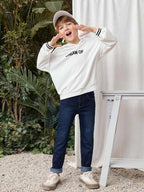 Kotty Boys Regular Fit Cotton Lycra Blend Solid Jeans Denim Blue