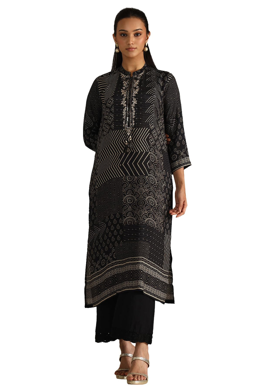 Soch Women'S Muslin Regular Kurta (Rsd-Ews5Ku61300_Black
