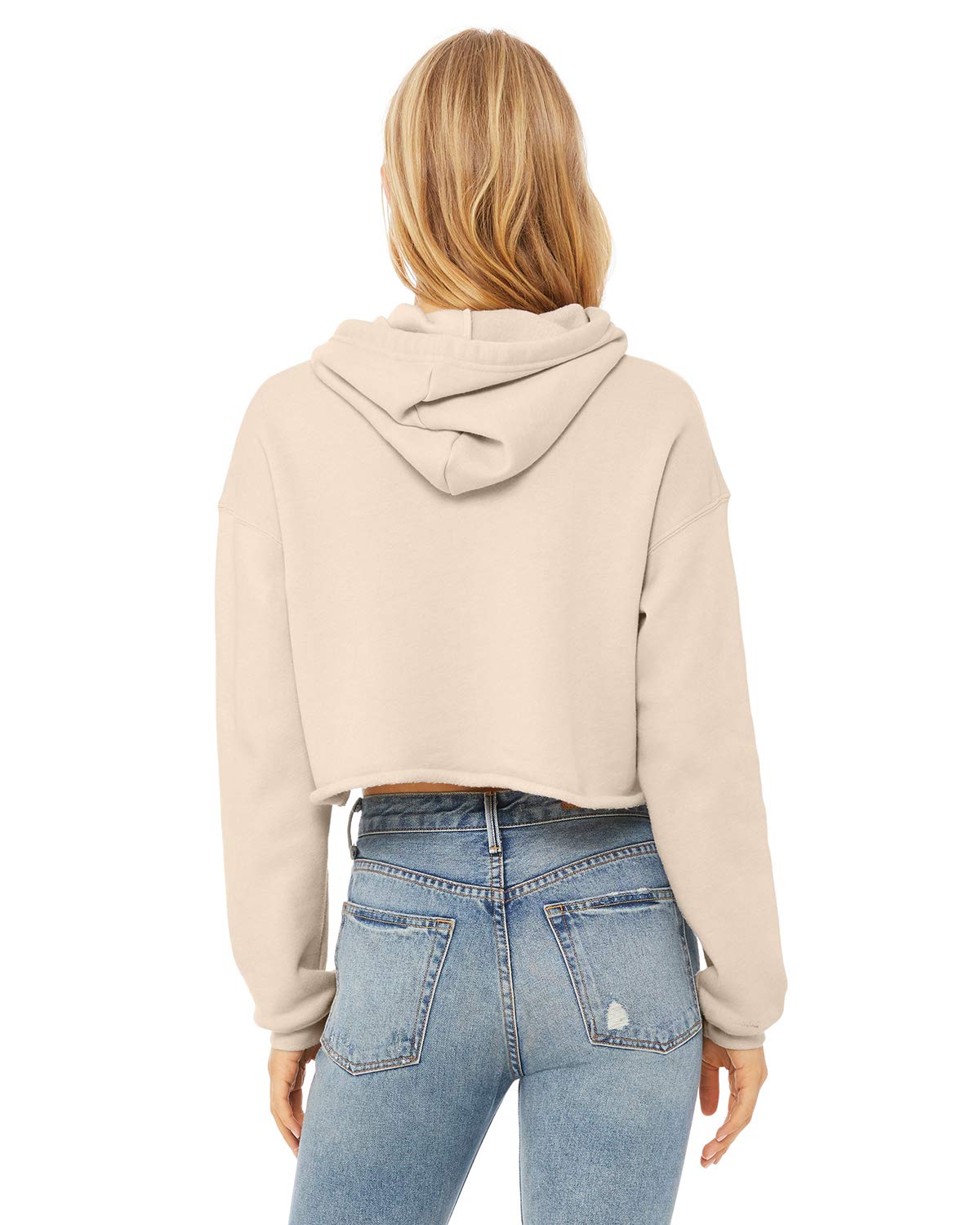 Ladies cropped Fleece Hoodie - PEAcH - S(D0102H7WR4J)