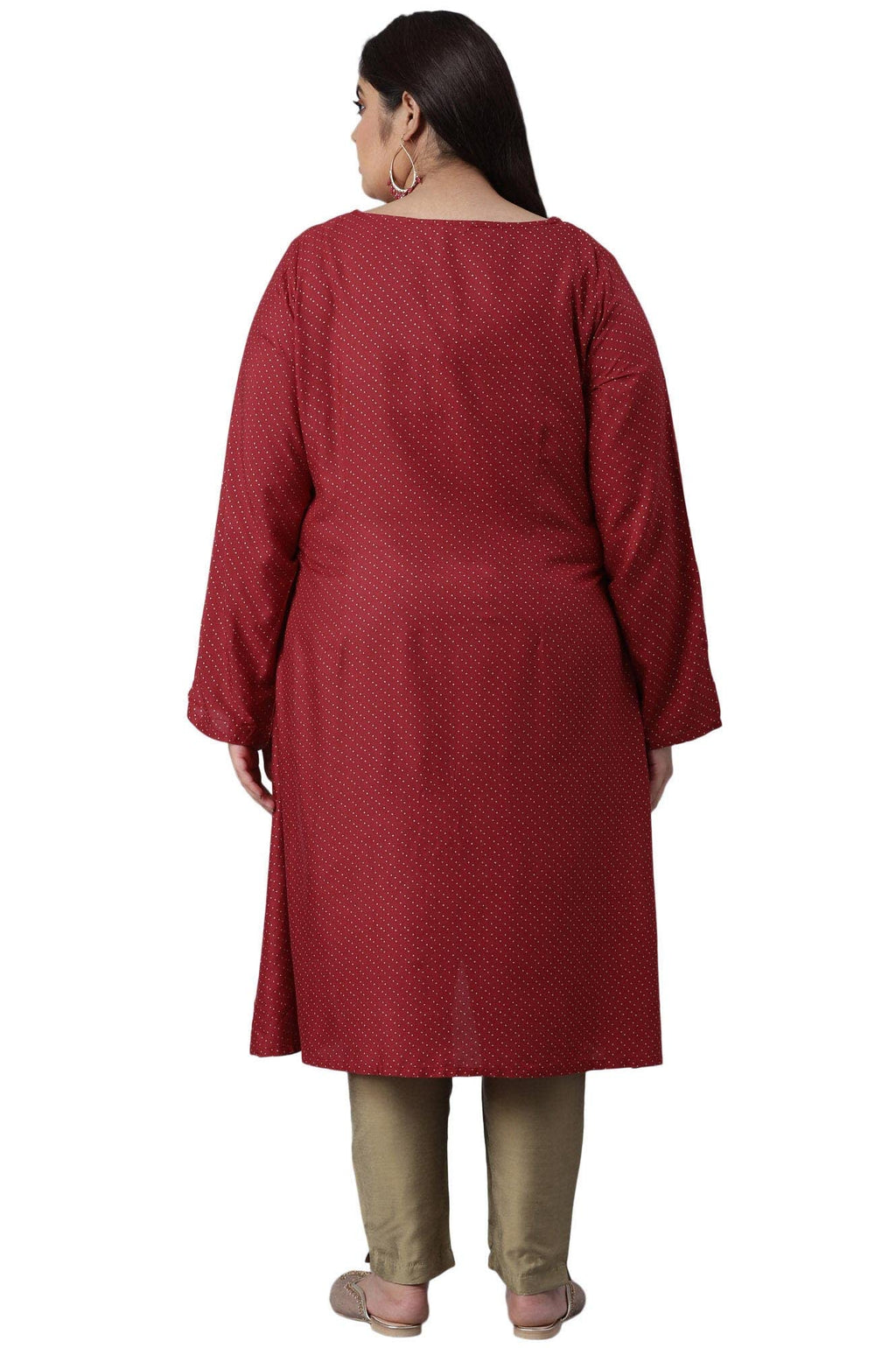 W For Woman Women Viscose Polka Dots Printed A-Line Kurta