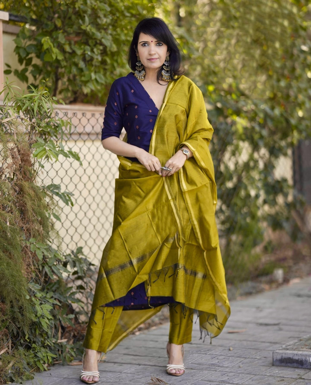 ANNI DESIGNER Womens Rayon Viscose Printed Straight Kurta with Pant & Dupatta (SDF Blue_XXL_Blue_XX-Large)
