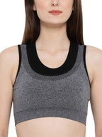 Clovia Womens Padded Seamless Sports Bra with Racerback (BR1867P05_Grey_S)